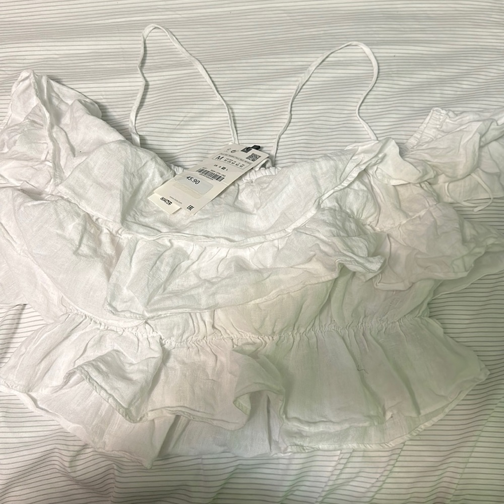 Zara ruffled off the shoulder top